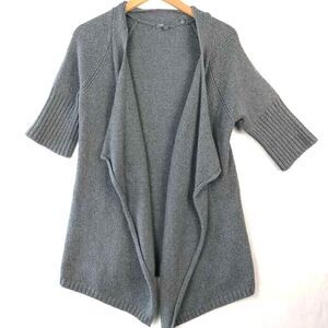 Vince Women Gray Open Front Long Cardigan Sweater Size Large Wool Blend Luxury